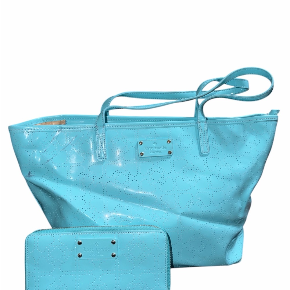 Kate Spade Light Blue Perforated Tote